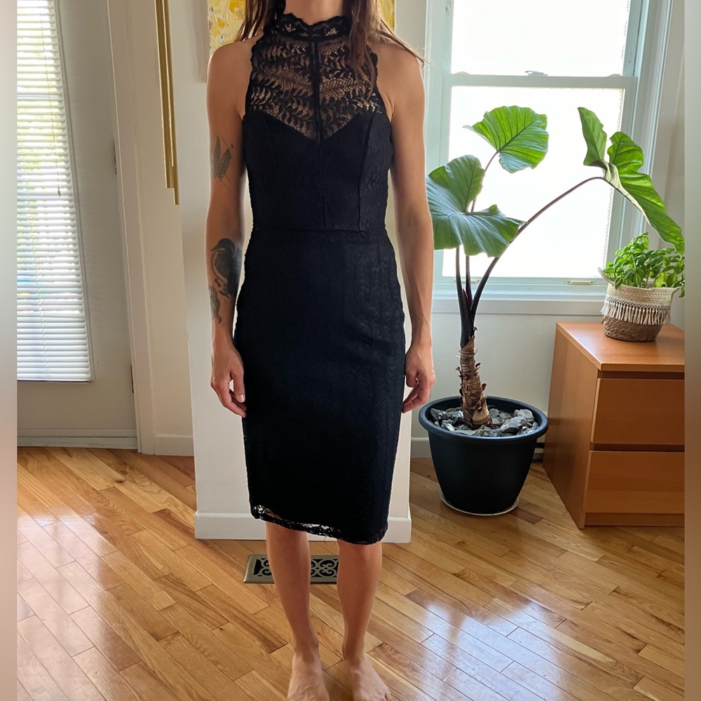 Lipsy Black Strapless Sheath Cocktail Dress